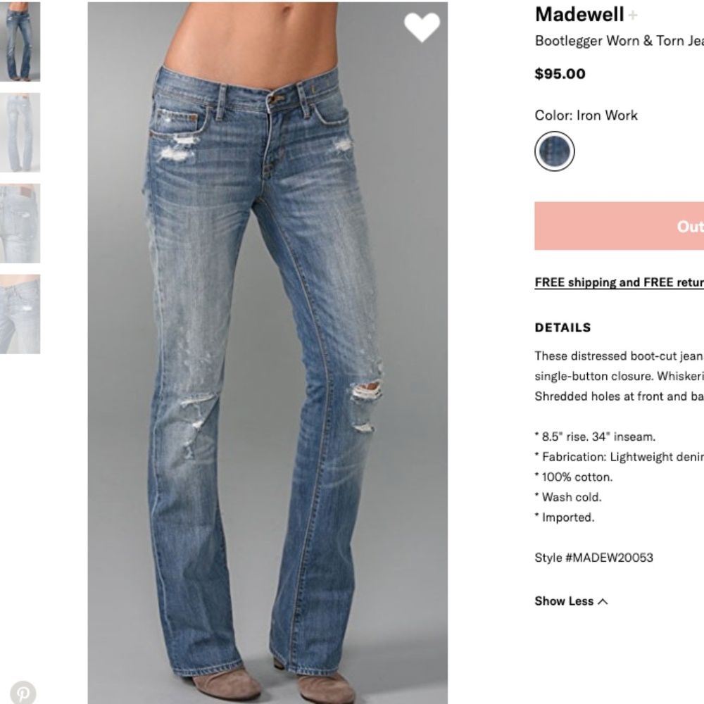 Madewell: Bootlegger Worn & Torn Jeans